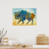 Westerne Buffalo Stijlvolle kunstvorm Poster (Keuken)
