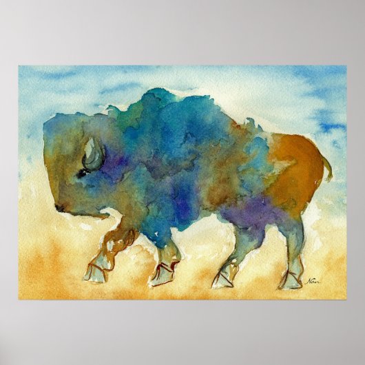 Westerne Buffalo Stijlvolle kunstvorm Poster (Voorkant)