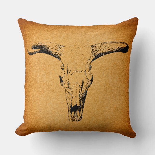 Westerne Bull Horns Kussen (Voorkant)
