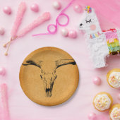 Westerne Bull Horns Papieren Bordje (Feest)
