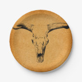 Westerne Bull Horns Papieren Bordje (Voorkant)