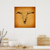 Westerne Bull Horns Poster (Keuken)