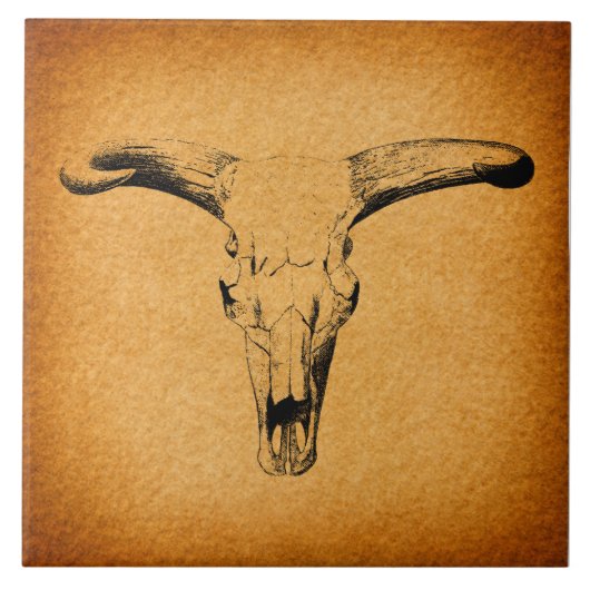 Westerne Bull Horns Tegeltje (Voorkant)