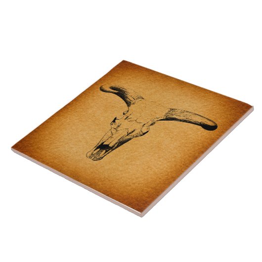 Westerne Bull Horns Tegeltje (Zijkant)
