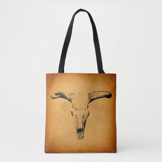Westerne Bull Horns Tote Bag (Voorkant)