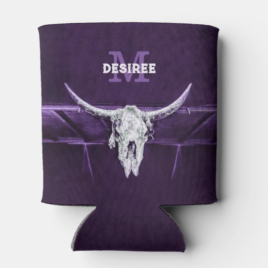 Westerne Bull Koe Paars Witte Rustige Blikjeskoeler (Achterkant)