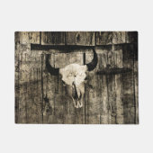 Westerne Bull Skull Barn Wood Sepia Rustisch Deurmat (Voorkant)