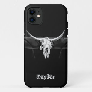 Westerne bull Skull Black en White Old Rustic Case-Mate iPhone Case