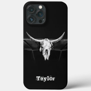 Westerne bull Skull Black en White Old Rustic Case-Mate iPhone Case