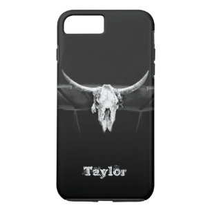 Westerne bull Skull Black en White Old Rustic iPhone 8/7 Plus Hoesje