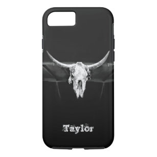 Westerne bull Skull Black en White Old Rustic iPhone 8/7 Hoesje