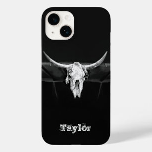 Westerne bull Skull Black en White Old Rustic Case-Mate iPhone 14 Hoesje