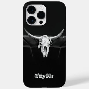 Westerne bull Skull Black en White Old Rustic Case-Mate iPhone 14 Pro Max Hoesje