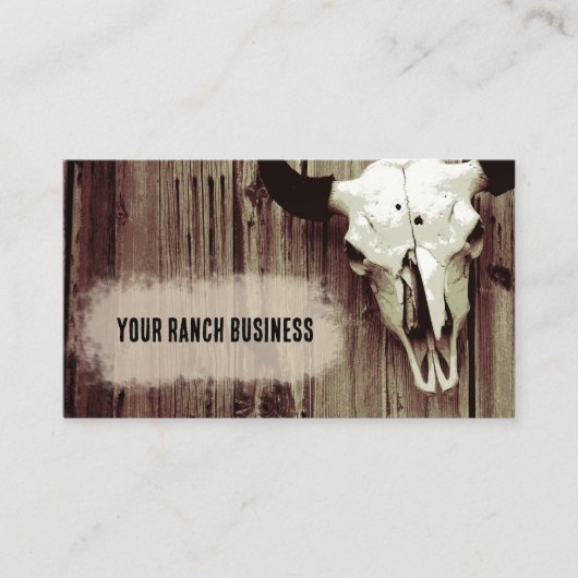 Westerne bull Skull Brown Country Barn Visitekaartje (Voorkant)