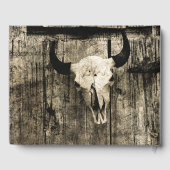 Westerne Bull Skull Bruine Barn Wood Rustig Gastenboek (Achterkant)