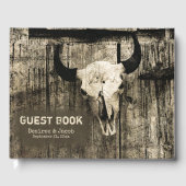 Westerne Bull Skull Bruine Barn Wood Rustig Gastenboek (Voorkant)