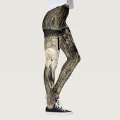 Westerne Bull Skull  Bruine Barn Wood Rustig Leggings (Rechts)