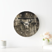 Westerne Bull Skull Bruine Rustige houtschuur Grote Klok (Huis)