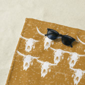 Westerne Bull Skull Gold White Elegant Glitter Strandlaken (In situ)