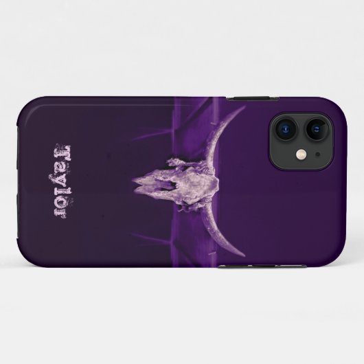Westerne Bull Skull Paars Old Rustic Case-Mate iPhone Case (Achterkant (horizontaal))
