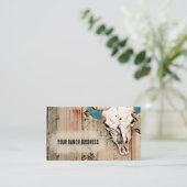 Westerne Bull Skull Rustic Barn Blauwgroen bruine  Visitekaartje (Staand voorkant)