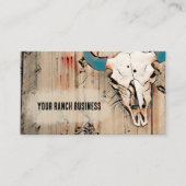 Westerne Bull Skull Rustic Barn Blauwgroen bruine  Visitekaartje (Voorkant)