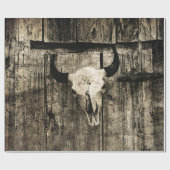 Westerne Bull Skull Rustic Barn Wood Sepia  Cadeaupapier (Vlak)