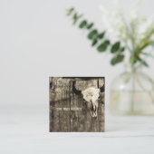 Westerne Bull Skull  Sepia Brown Rustic Vierkante Visitekaartje (Staand voorkant)