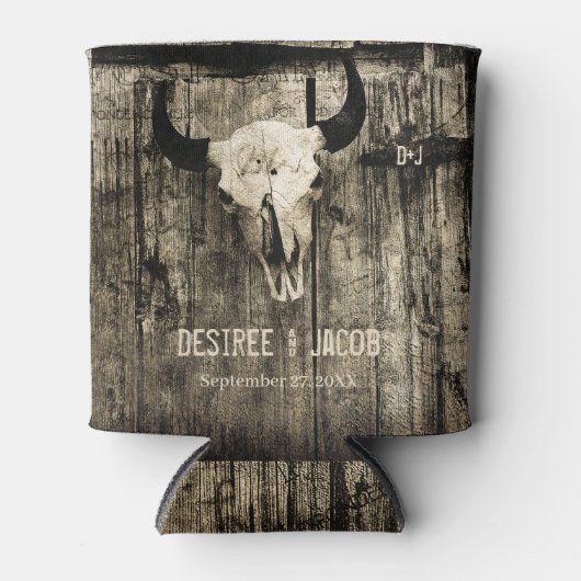 Westerne Bull Skull  Sepia Rustic Wedding Blikjeskoeler (Voorkant)