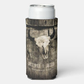 Westerne Bull Skull Sepia Rustic Wedding Seltzer Blikjeskoeler (Seltzer Achterkant)