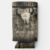 Westerne Bull Skull Sepia Rustic Wedding Seltzer Blikjeskoeler (Achterkant)