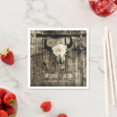 Westerne Bull Skull  Sepia Rustic Wedding Servet (Insitu)