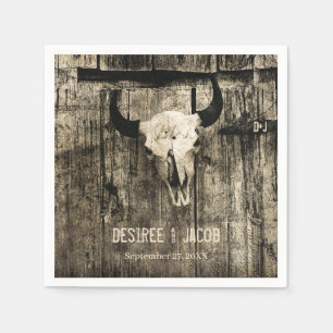 Westerne Bull Skull  Sepia Rustic Wedding Servet