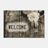 Westerne Bull Skull Sepia Rustic Welkom Deurmat (Voorkant)