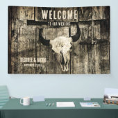 Westerne Bull Skull  Sepia Rustic Welkom Spandoek (Beurs)