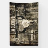 Westerne Bull Skull  Sepia Rustic Welkom Spandoek (Verticaal)