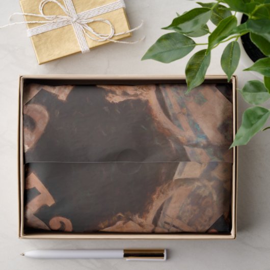 Westerne Bull Skull  Sepia Rustige Monogram Tissuepapier (Geschenk)