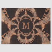 Westerne Bull Skull  Sepia Rustige Monogram Tissuepapier (Voorkant)