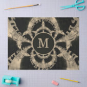 Westerne Bull Skull  Sepia Rustige Monogram Tissuepapier (Craft)