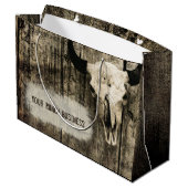 Westerne Bull Skull Vintage Sepia Rustic Groot Cadeauzakje (Achterkant Gekanteld)