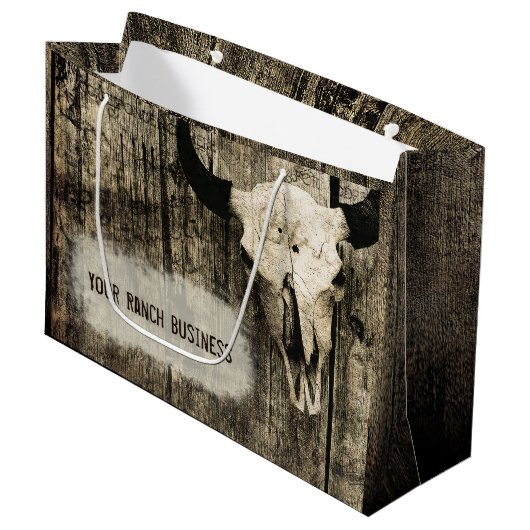 Westerne Bull Skull Vintage Sepia Rustic Groot Cadeauzakje (Voorkant Gekanteld)