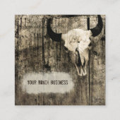 Westerne Bull Skull Vintage Sepia Rustic Vierkante Visitekaartje (Voorkant)