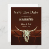 Westerne bull Skull Weddenschap Save the Date (Voorkant / Achterkant)