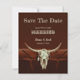 Westerne bull Skull Weddenschap Save the Date