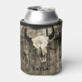 Westerne Bull Skull Wood Barn Sepia  Rustisch Blikjeskoeler (Blikje Voorkant)
