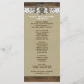 Westerne Burlap and Lace Hoefijzer Wedding Program Programmakaart (Achterkant)