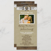Westerne Burlap and Lace Hoefijzer Wedding Program Programmakaart (Voorkant / Achterkant)