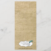Westerne Burlap Bruiloft Menu (Achterkant)