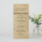 Westerne Burlap Bruiloft Menu (Staand voorkant)