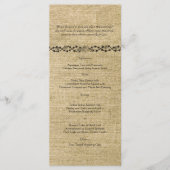 Westerne Burlap Bruiloft Menu (Voorkant)